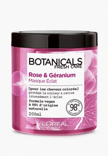 Маска для волос LOreal Paris L'Oreal "Botanicals Герань", для окрашенных и тусклых волос, придает блеск, 200 мл, без парабенов, силиконов и красителей