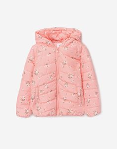 Розовая куртка с цветочным принтом для девочки Gloria Jeans