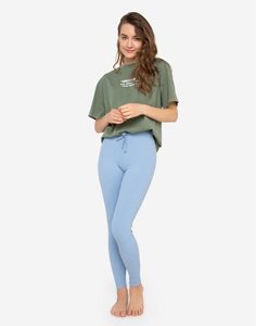 Голубые домашние леггинсы с завязками Gloria Jeans