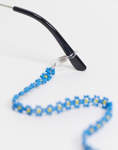Синяя цепочка для солнцезащитных очков с бусинами в виде цветочков ASOS DESIGN-Многоцветный