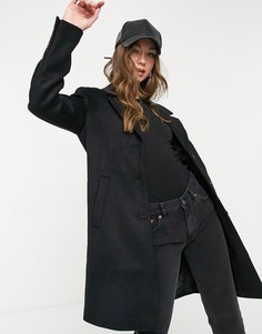 Черное классическое пальто из смесовой шерсти Selected-Черный цвет