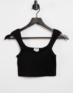 Бесшовный кроп-топ черного цвета с вырезом в виде сердечка Cotton:On-Черный