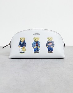 Белая косметичка с фирменным принтом медвежонка Polo Ralph Lauren-Белый