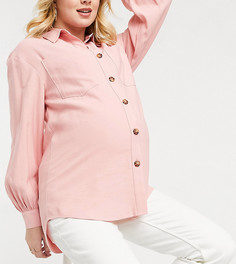Розовая oversized-рубашка PIECES Maternity-Розовый цвет