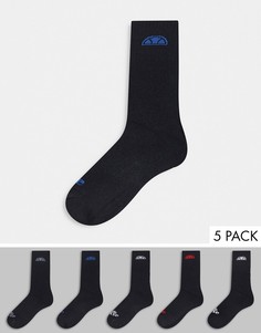 Набор из 5 пар черных носков с разноцветными логотипами Ellesse-Многоцветный