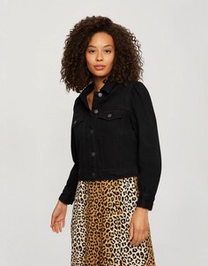 Черная джинсовая куртка с объемными рукавами Miss Selfridge-Черный цвет