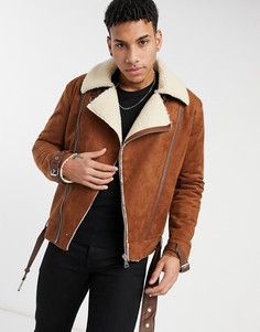 Светло-коричневая куртка с кремовой подкладкой из искусственного меха Barneys Originals-Коричневый цвет