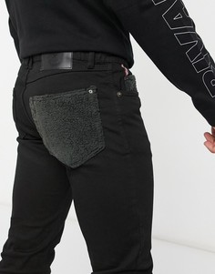 Черные зауженные джинсы с контрастным задним карманом Le Breve-Черный цвет