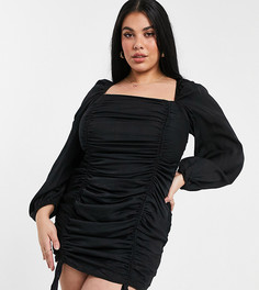 Черное платье мини со сборками Urban Bliss Plus-Черный цвет