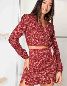 Мини-юбка с винтажным цветочным принтом Daisy Street-Красный