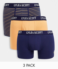 Набор из 3 боксеров-брифов темно-синего и оранжевого цвета с принтом в полоску Lyle & Scott Bodywear-Многоцветный