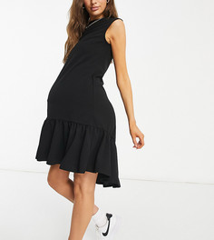 Черное платье мини с заниженным подолом Queen Bee Maternity-Черный цвет