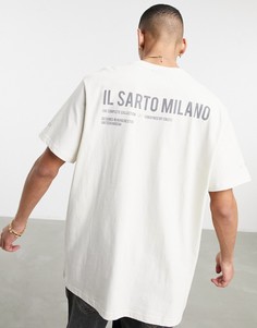 Светло-серая футболка в стиле oversized Il Sarto-Серый