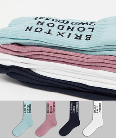 Набор из 4 пар носков разных цветов с принтом в виде надписей Topman-Многоцветный