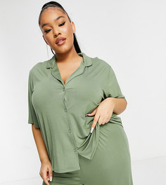 Мягкая пижамная рубашка цвета хаки ASOS DESIGN Curve «Выбирай и комбинируй»-Зеленый цвет