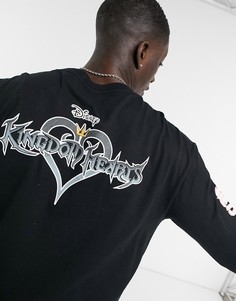 Черный лонгслив с принтом Kingdom Hearts Bershka-Черный цвет