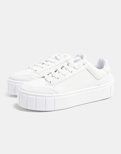 Белые кроссовки со шнуровкой на плоской платформе Topshop-Белый