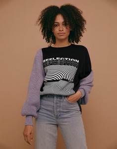 Черная футболка с надписью "Reflection" Topshop-Коричневый цвет