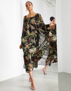 Платье макси в стиле oversized с квадратным вырезом и лесным принтом ASOS EDITION-Многоцветный