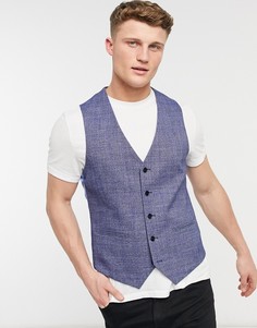 Сине-черный узкий жилет в клетку Original Penguin-Голубой