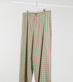 Свободные брюки пастельной расцветки в клетку Daisy Street Plus-Зеленый цвет