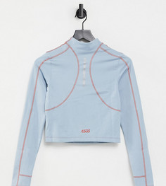 Флисовый лонгслив с высоким воротником ASOS 4505 Tall-Голубой