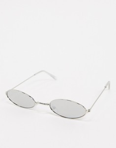 Овальные солнцезащитные очки в серебристой оправе SVNX-Серебристый