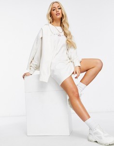 Платье-футболка в стиле oversize с длинными рукавами и логотипом The Couture Club-Белый