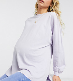 Сиреневый oversized-лонгслив с манжетами ASOS DESIGN Maternity-Фиолетовый цвет