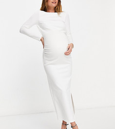 Облегающее платье мидакси цвета слоновой кости True Violet Maternity-Белый