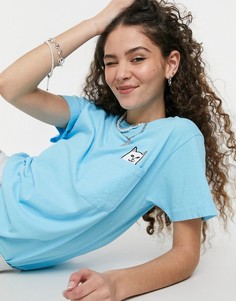 Голубая футболка с карманом и принтом «кот Нермал» RIPNDIP-Голубой