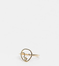 Золотистое кольцо с абстрактным лицом ASOS DESIGN Curve-Золотистый