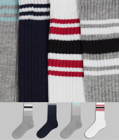 Набор из четырех пар носков разного цвета с полосками Topman-Многоцветный