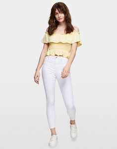 Белые зауженные джинсы с завышенной талией из переработанного хлопка Miss Selfridge Lizzie-Белый