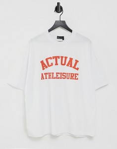 Белая oversized-футболка с красным логотипом на спине ASOS Actual Athleisure-Белый