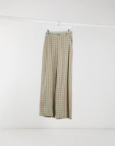 Свободные брюки пастельной расцветки в клетку Daisy Street-Зеленый цвет