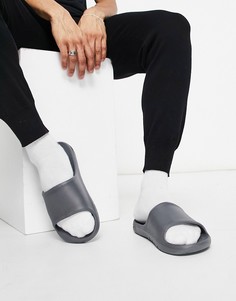 Темно-серые шлепанцы ASOS DESIGN-Черный цвет