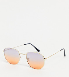 Солнцезащитные очки в шестиугольной оправе со стеклами с эффектом омбре South Beach-Золотистый