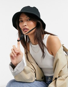 Черная парусиновая панама с застежкой-тогл ASOS DESIGN-Черный