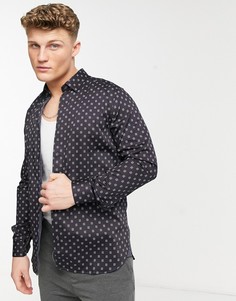 Рубашка с короткими рукавами с принтом Ted Baker-Темно-синий