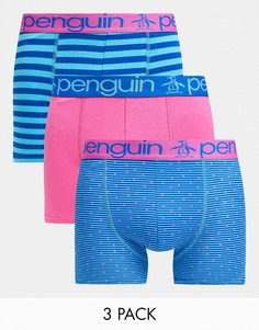 3 пары боксеров синего и розового цвета Original Penguin-Многоцветный