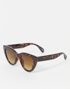 Большие круглые солнцезащитные очки «кошачий глаз» в коричневой черепаховой оправе Monki Isla-Коричневый цвет