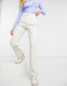 Прямые джинсы цвета экрю из органического хлопка с завышенной талией Weekday Rowe-Бежевый