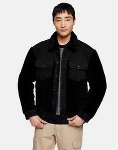 Черная джинсовая куртка со вставками Topman-Черный цвет