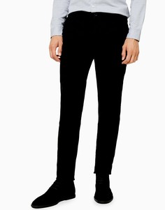 Эластичные зауженные чиносы черного цвета Topman-Черный цвет