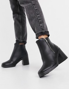 Черные ботинки на массивном каблуке с молнией Topshop-Черный цвет