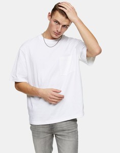 Белая свободная футболка из органического хлопка с карманом Topman Considered-Белый