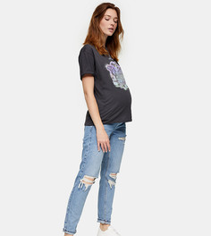 Выбеленные джинсы в винтажном стиле Topshop Maternity-Черный цвет