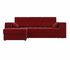 Угловой диван левый Атлантис Микровельвет Красный Bravo
