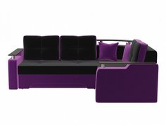 Диван угловой Комфорт правый Микровельвет Черный Фиолетовый Bravo